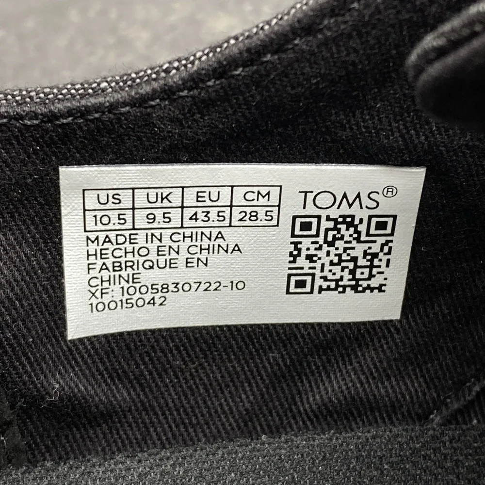 TOMS Navi Oxford Dress Comfort Shoes Men's US 10.5 Black Denim Style 10015042